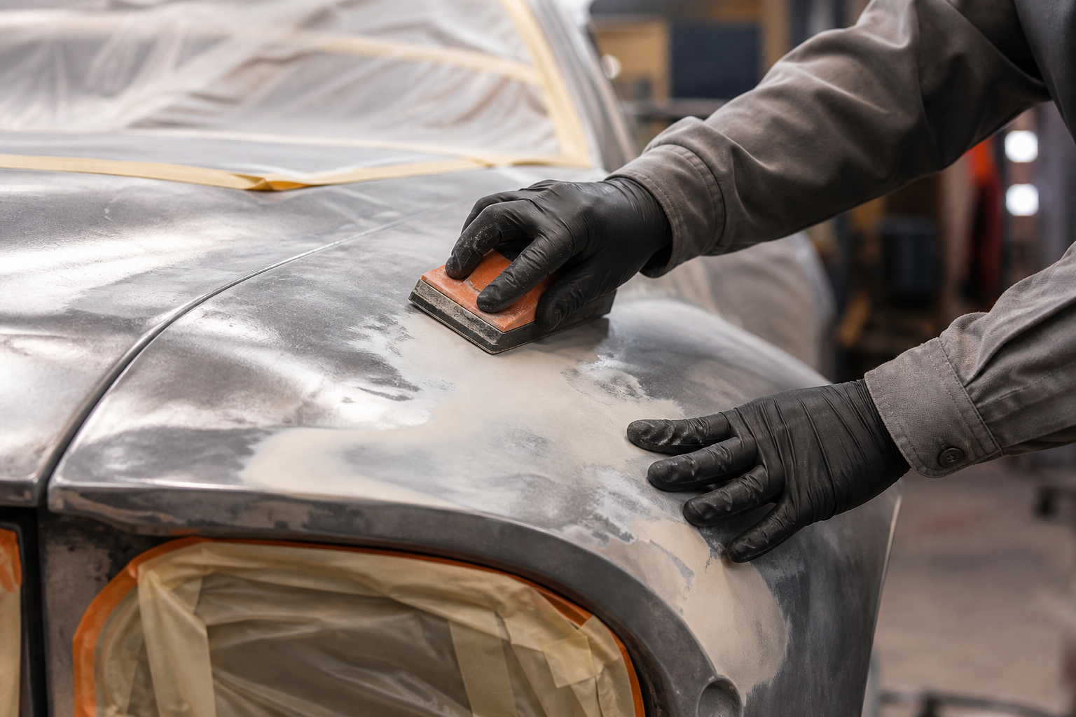 Classic car body preparation and metal repair tools
